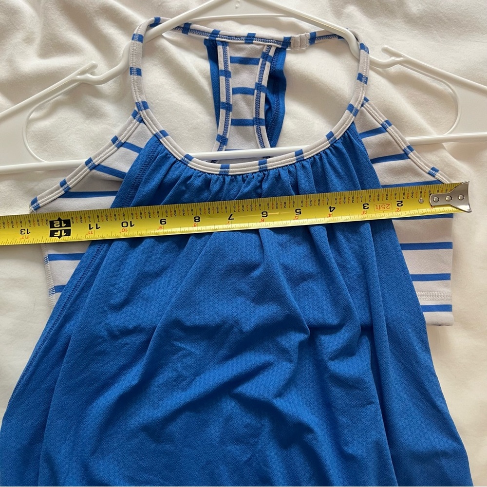 Lululemon No Limits Tank Pipe Dream Blue Deauville Stripe Workout Athletic 4 - Picture 6 of 7